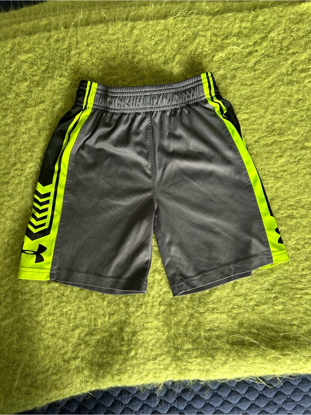 Under Armour Gray Shorts with Neon Yellow Side Panels
